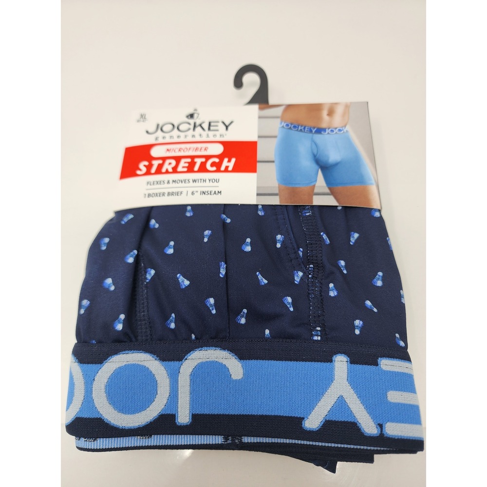 Jockey Generation Mens Microfiber Stretch Boxer Briefs Blue Polyester Size XL